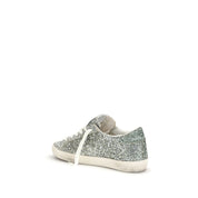 Silver Fabric Low Top Sneakers