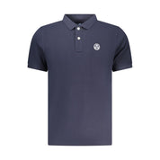 Blue Cotton Men Polo Shirt