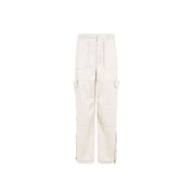 Beige Polyester Cargo Pants