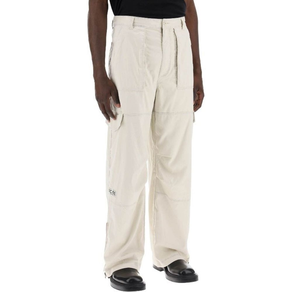 Beige Polyester Cargo Pants