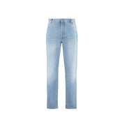 Blue Cotton Cropped Jeans