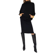 Black Wool Casual Dress