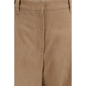 Brown Cotton Casual Pants