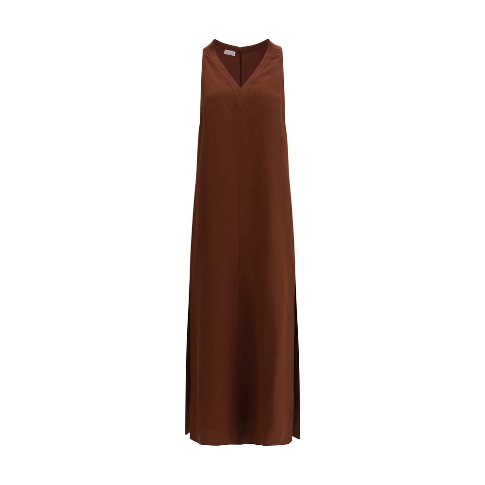 Brown Viscose Casual Dress