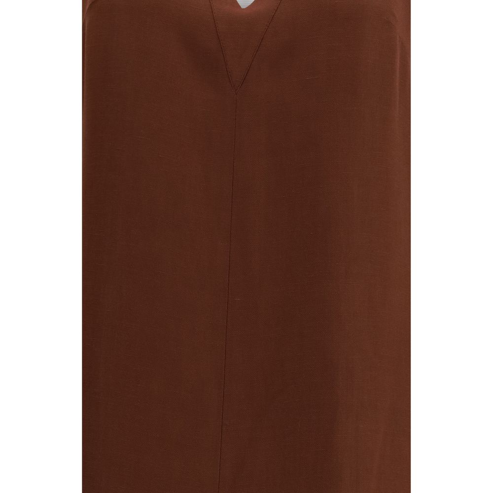 Brown Viscose Casual Dress