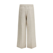 Beige Linen Casual Pants