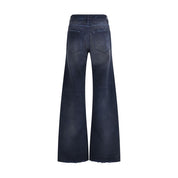 Blue Cotton Flared Jeans
