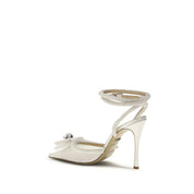 White Silk High Heel Pumps