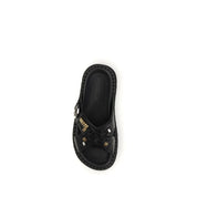 Black Goatskin Platform Sandals