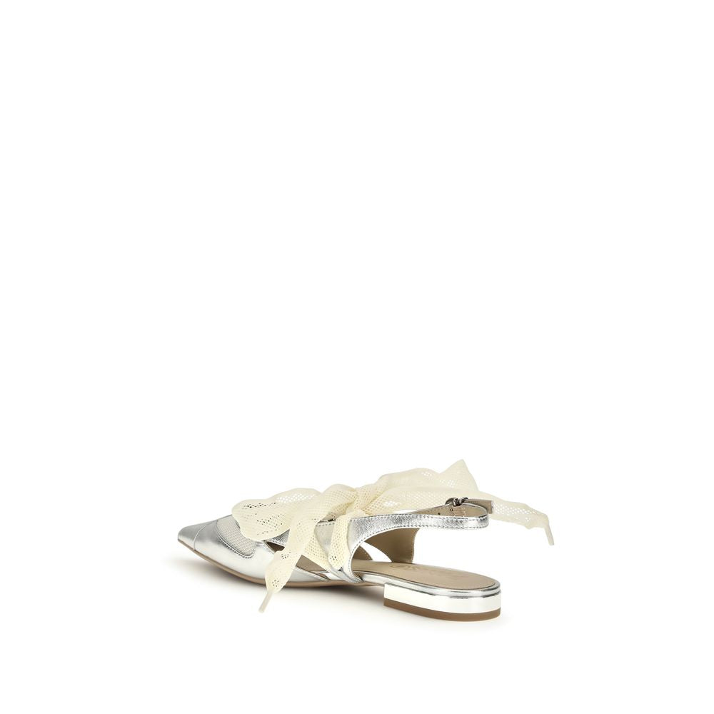 Silver Calf Leather Bos Taurus Ballet Flats