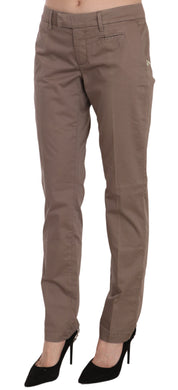 Pantalon coupe droite taille basse marron