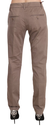 Pantalon coupe droite taille basse marron