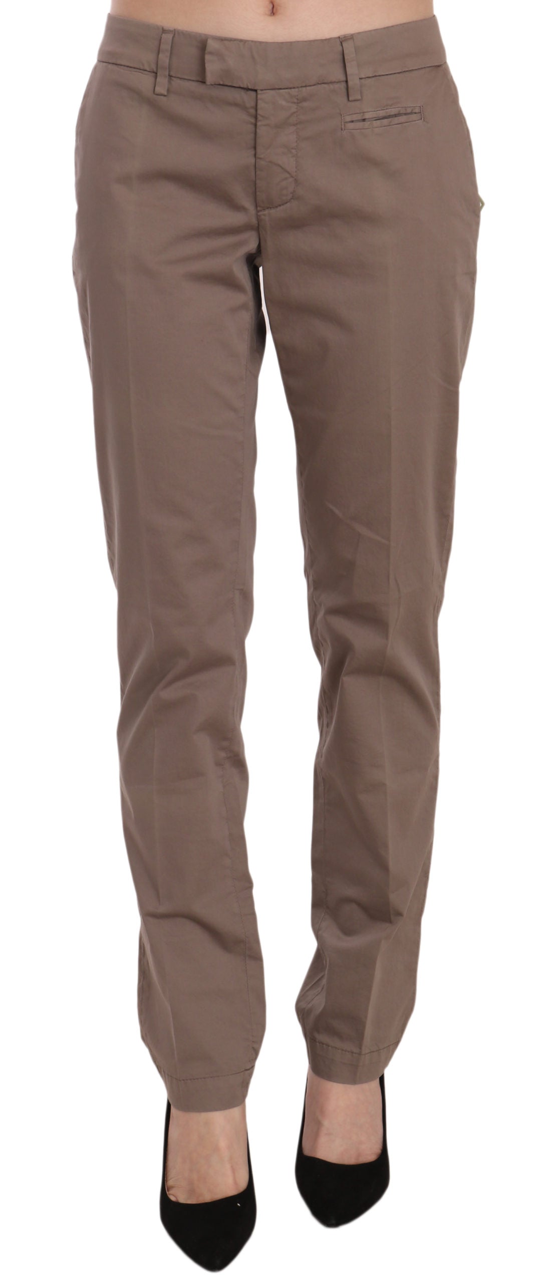 Pantalon coupe droite taille basse marron