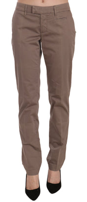 Pantalon coupe droite taille basse marron