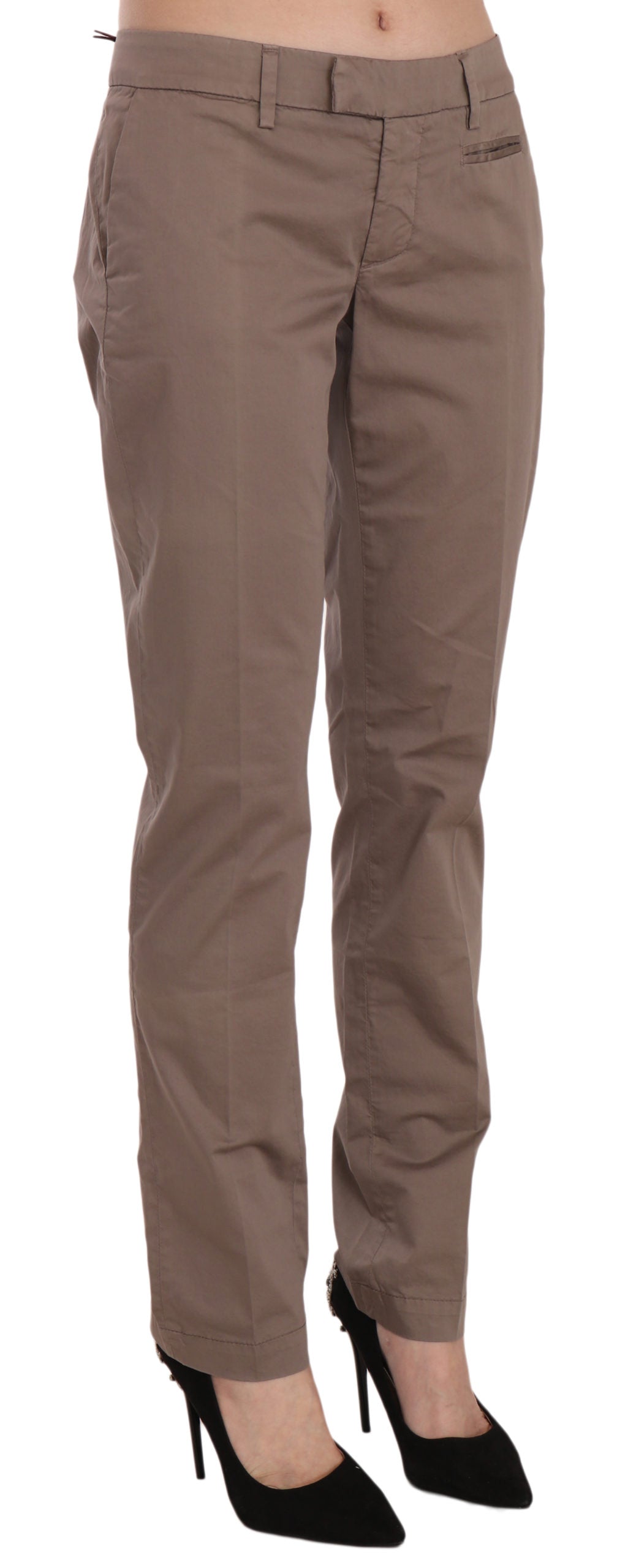 Pantalon coupe droite taille basse marron