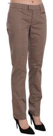 Pantalon coupe droite taille basse marron