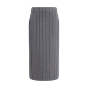 Gray Cotton Midi Skirt