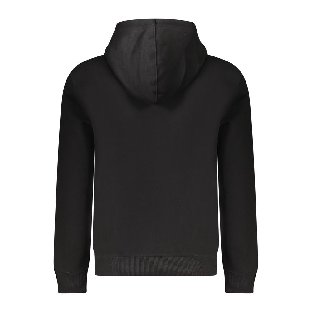 Black Cotton Men Sweatshirt Slim Fit Hooded