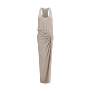 Gray Polyester Long Dress