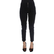 Black Cotton Cropped Jeans
