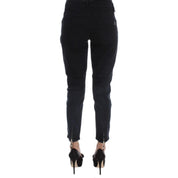 Black Cotton Cropped Jeans