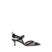Black Nylon Platform Pumps