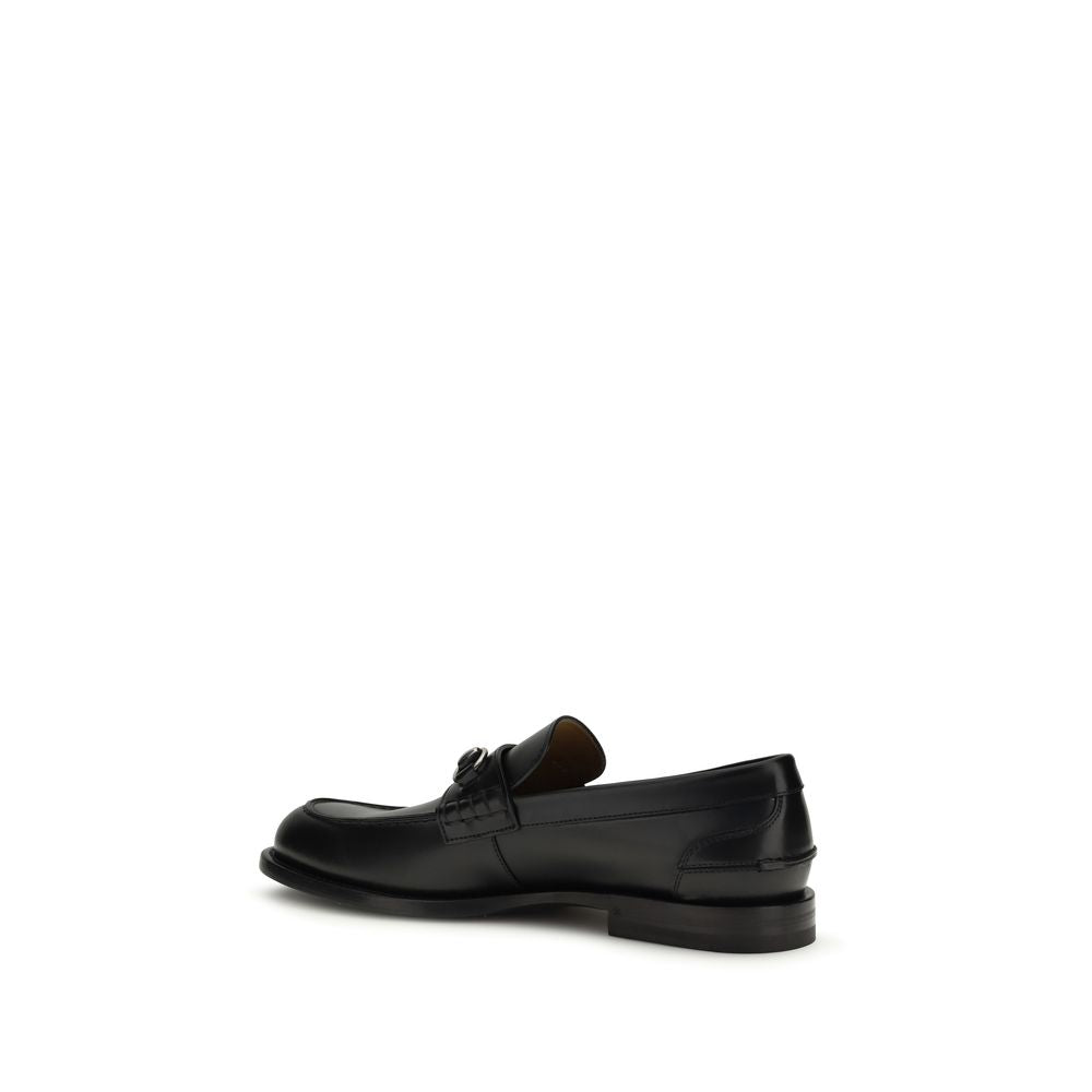 Black Calf Leather Bos Taurus Slip-On Loafers