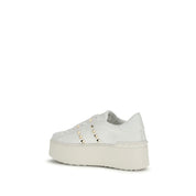 White Calf Leather Bos Taurus Platform Sneakers