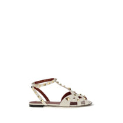 Beige Goatskin Flat Sandals