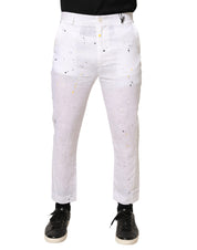 White Paint Print SkinnyFit Trouser Pants