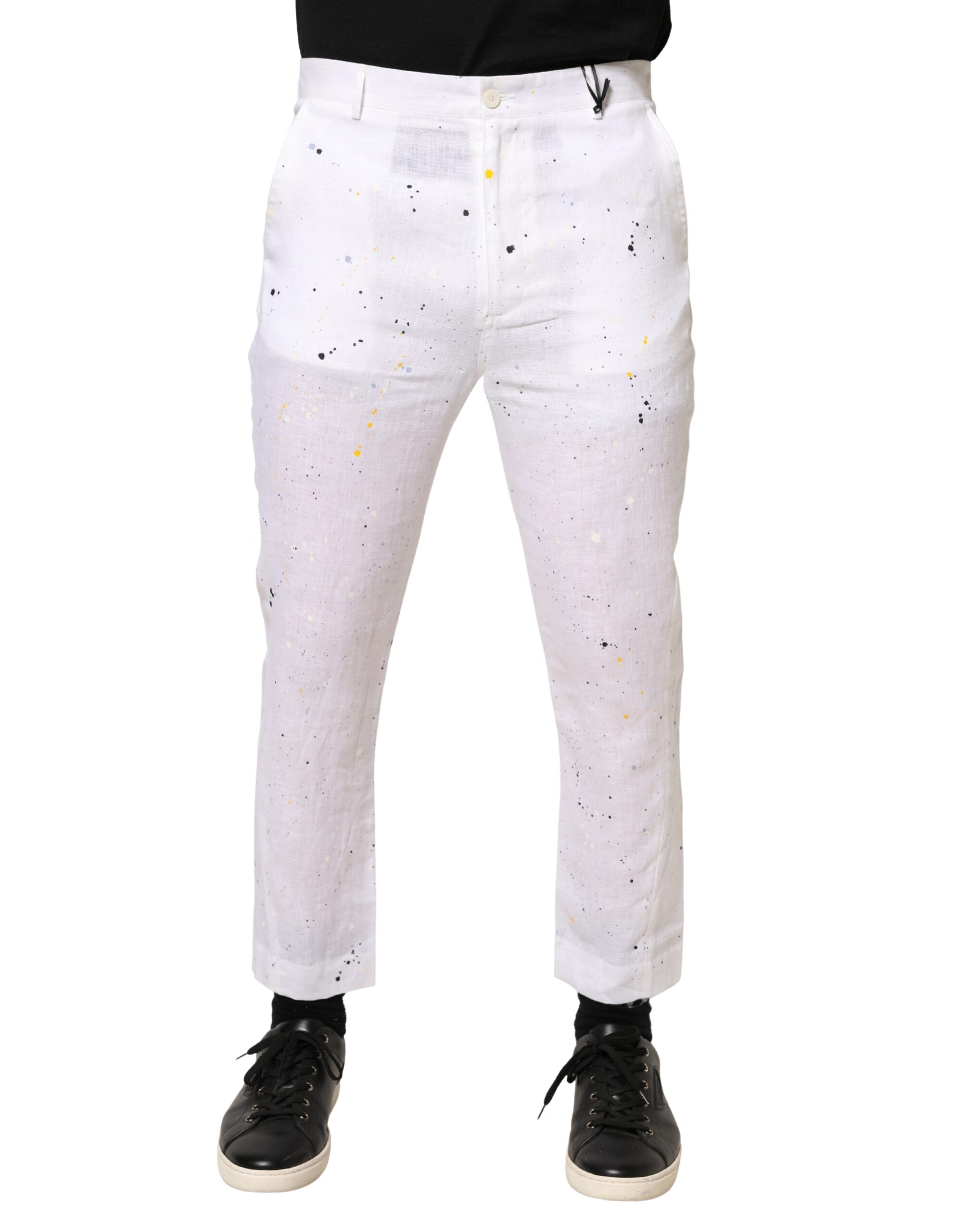 White Paint Print SkinnyFit Trouser Pants