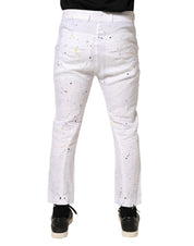 White Paint Print SkinnyFit Trouser Pants