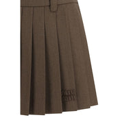 Brown Cotton Mini Skirt