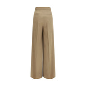 Beige Fleece Wool Casual Pants