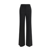 Black Fleece Wool Flared Pants