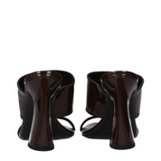 Brown Leather Stiletto Heel Sandals