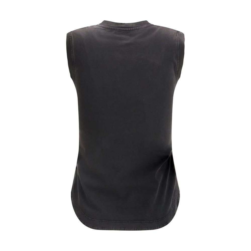 Black Cotton Sleeveles T-Shirt