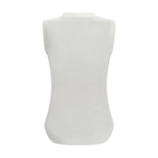 White Cotton Sleeveles T-Shirt