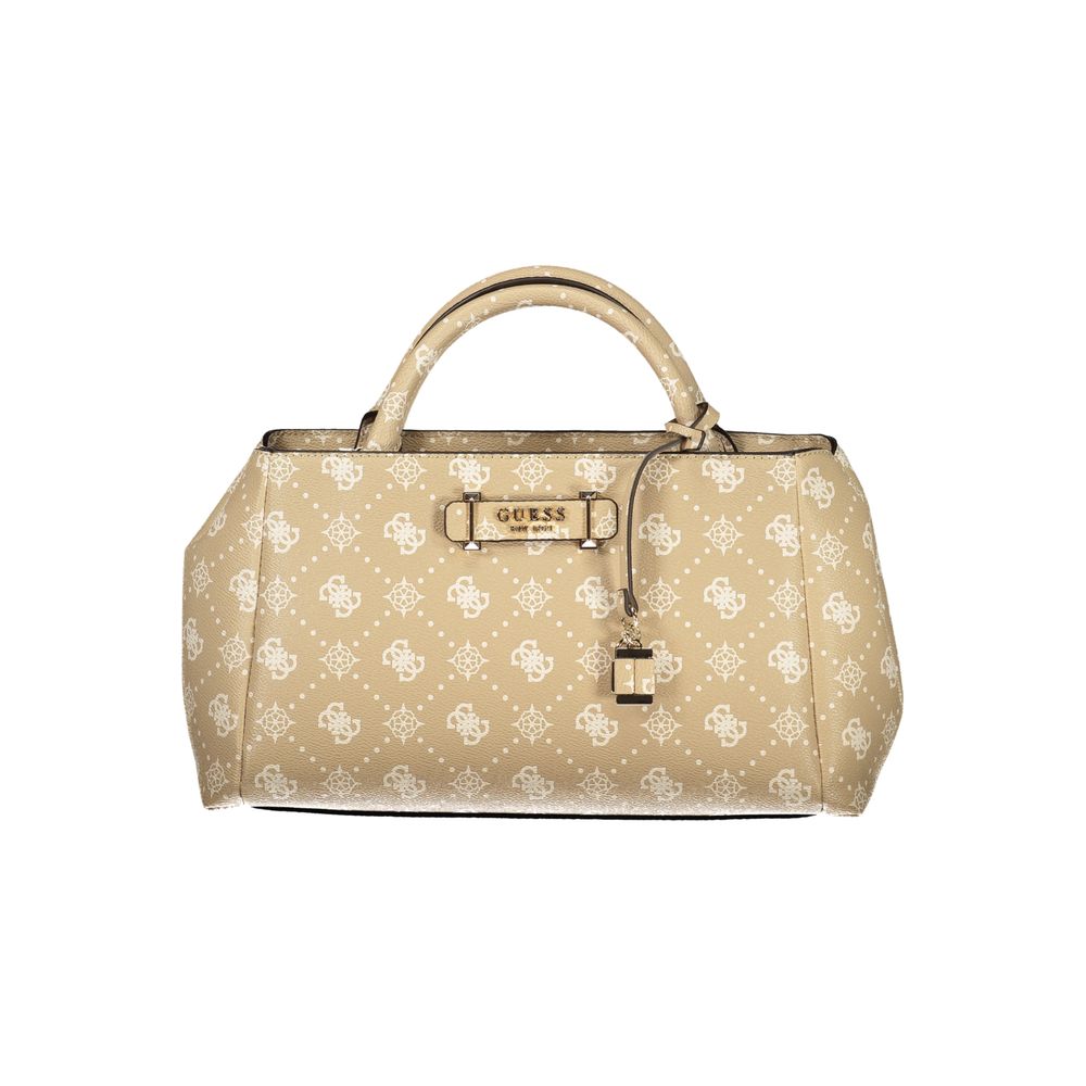 Beige Polyurethane Women Handbag