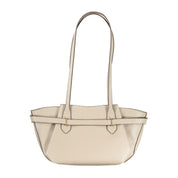 Beige Polyurethane Women Handbag