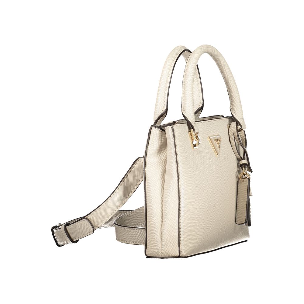 Beige Polyurethane Women Handbag