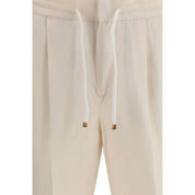 Beige Linen Casual Pants