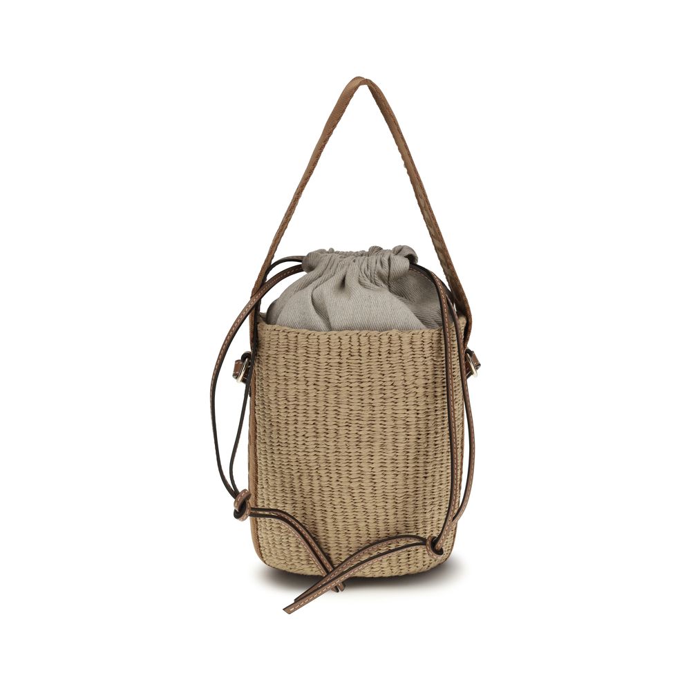Beige Raffia Backet Bag