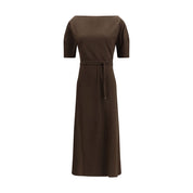 Brown Cotton Casual Dress
