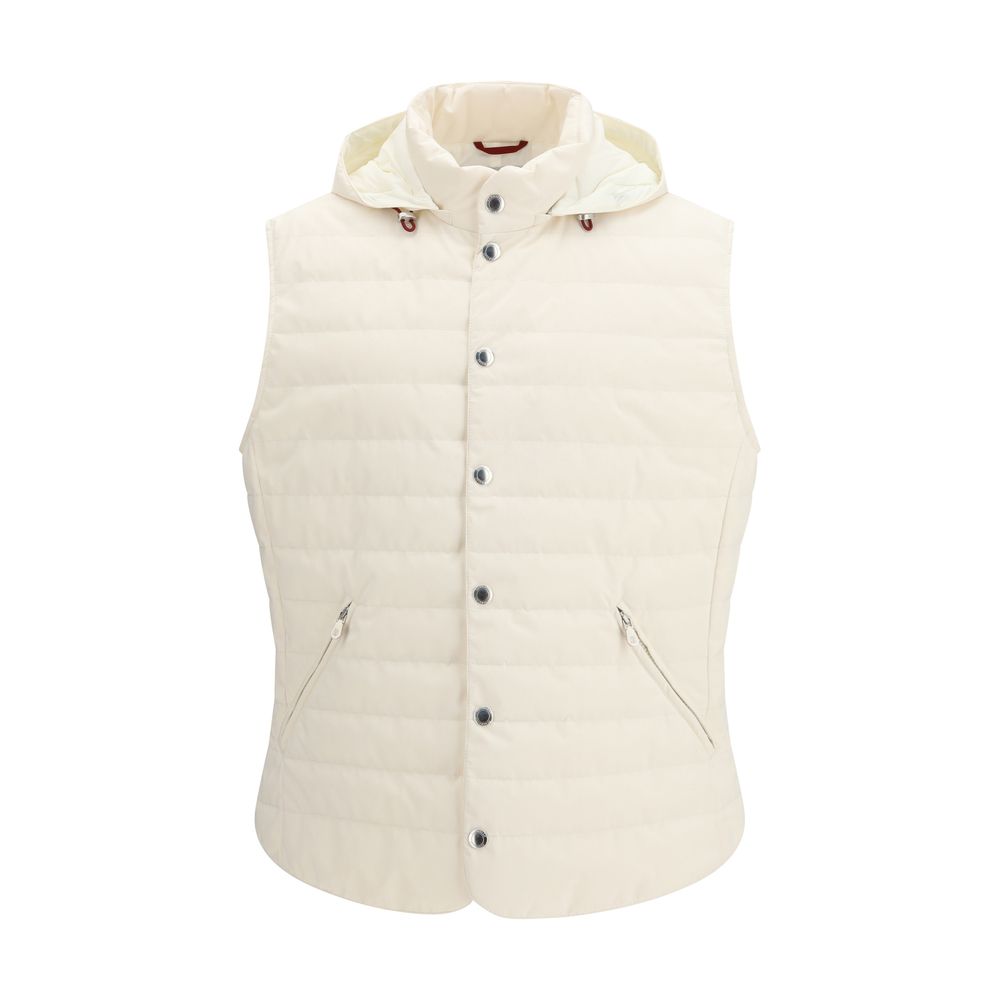 Beige Polyester Sleveless Jacket