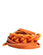 Orange Leather Chain Waist Metal Buckle Belt