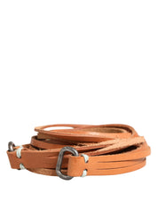 Brown Leather Silver Tone Buckle Waist Belt