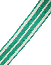 White Green Stripes Canvas Silver Metal Buckle Belt
