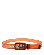 Orange PVC Waist Women Cintura Square Buckle Belt