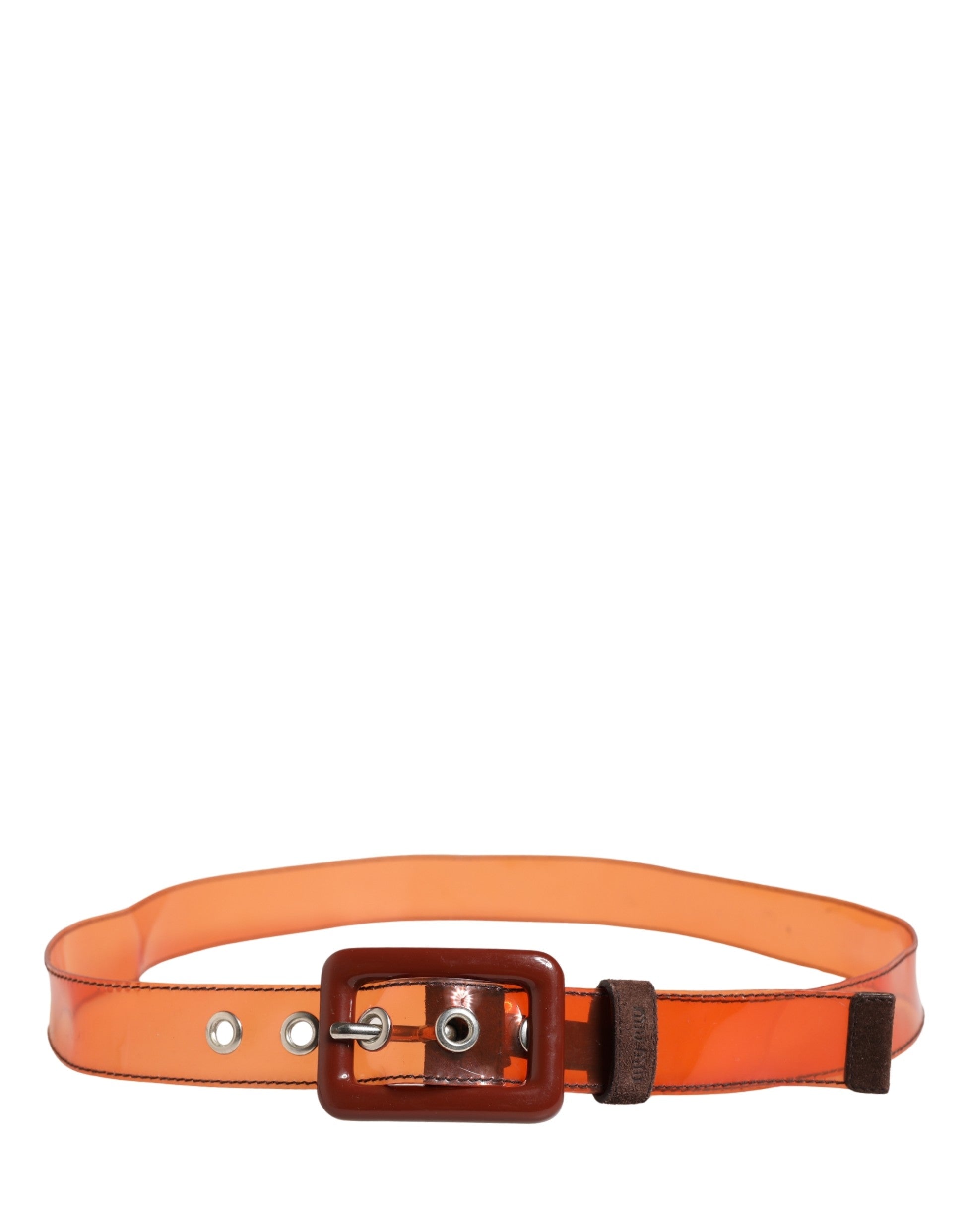 Orange PVC Waist Women Cintura Square Buckle Belt
